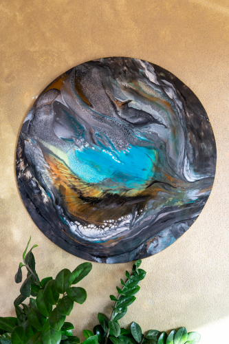 Bild von grau, blau, braunem, rundem Bild